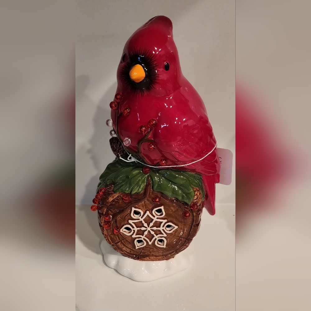Transpac‎ Dol Perched Red Cardinal Battery Operated Holiday Christmas Decor NWT